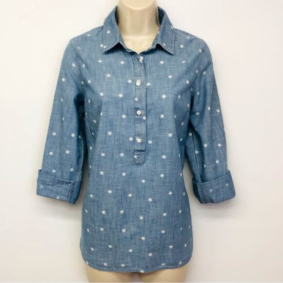 Tommy Hilfiger Chambray Popover Top - Picture 1 of 16